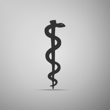Rod of Asclepius Snake Coiled Up Silhouette. Vector illustration.のイラスト素材