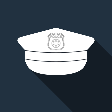 Police cap icon with long shadow. Vector illustrationのイラスト素材