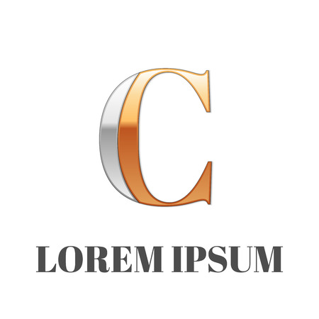 Vector graphic elegant silver and gold impossible font, symbol, alphabet, Letter Cのイラスト素材