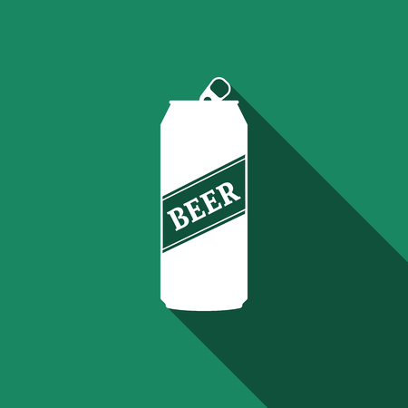 Beer Can Icon with long shadow. Vector Illustrationのイラスト素材