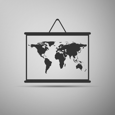 Drawing of map on blackboard icons. Vector Illustration.のイラスト素材