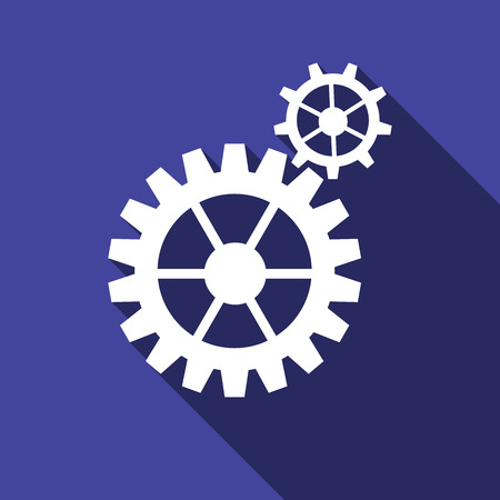 Gear icon with long shadow. Vector illustrationのイラスト素材