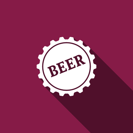 Beer bottle cup simple icon with long shadow. Vector Illustrationのイラスト素材