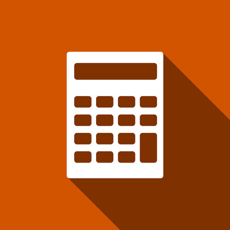 Calculator icon with long shadow. Vector illustrationのイラスト素材