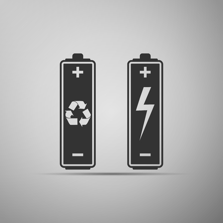 Battery with recycle symbol - renewable energy concept and renewable energy battery icon. Vector illustrationのイラスト素材