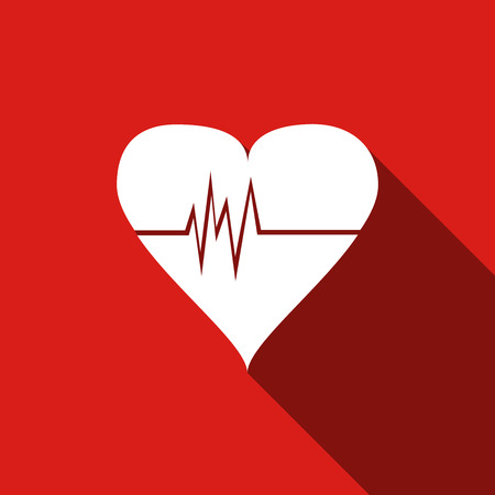 Heart Rate icon with long shadow. Vector Illustration.のイラスト素材