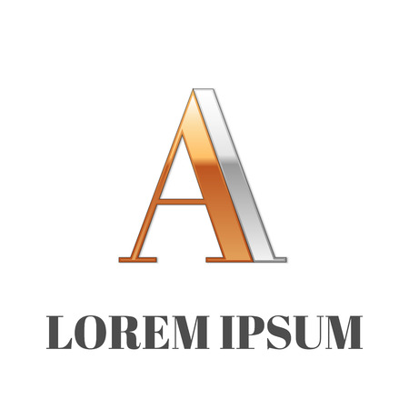 Vector graphic elegant silver and gold impossible font, symbol, alphabet, Letter Aのイラスト素材