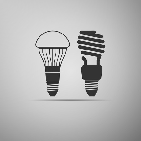 LED bulbs and fluorescent light bulb icon. Vector illustrationのイラスト素材