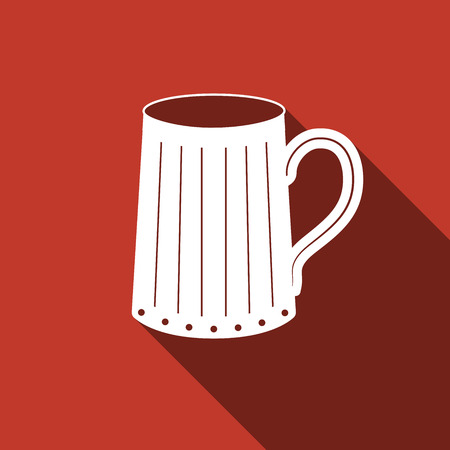 Wooden beer mug icon with long shadow. Vector Illustrationのイラスト素材