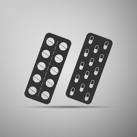 Pills in a blister pack icon. Vector illustrationのイラスト素材