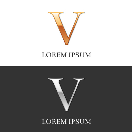 5, V, Luxury Gold and Silver Roman numerals, sign, symbol, icon, graphic. Vector Illustration.のイラスト素材