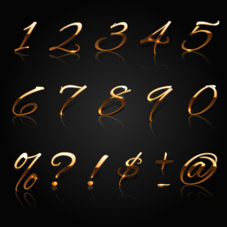 Golden characters collection. Vector Illustration.のイラスト素材