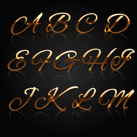 Golden characters collection. Vector Illustration.のイラスト素材