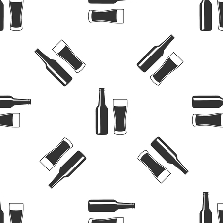 Bottle and glass of beer Icon patternのイラスト素材