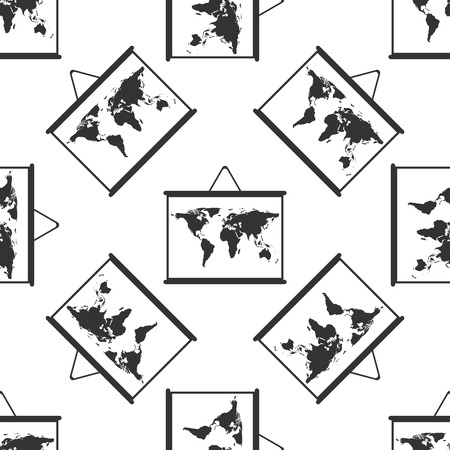 World maps drawing on chalkboard icon patternのイラスト素材