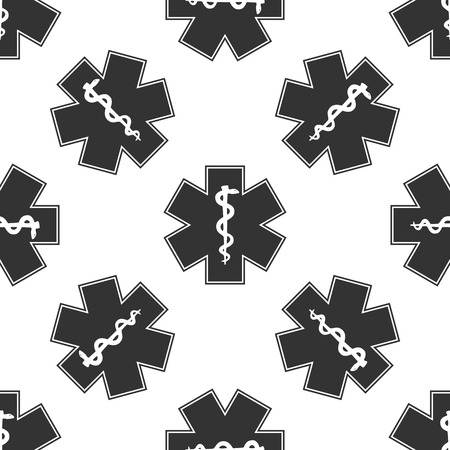 Medical symbol of the Emergency - Star of Life icon patternのイラスト素材