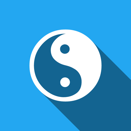 Yin Yang symbol icon with long shadowのイラスト素材
