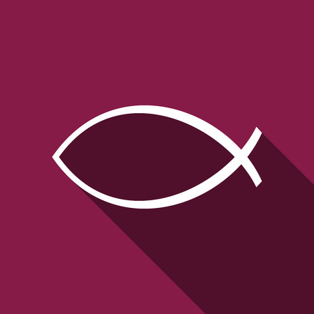 Christian fish icon with long shadow.のイラスト素材