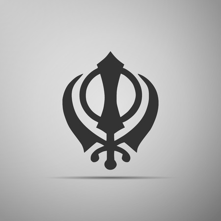 Khanda Sikh icon on grey backgroundのイラスト素材