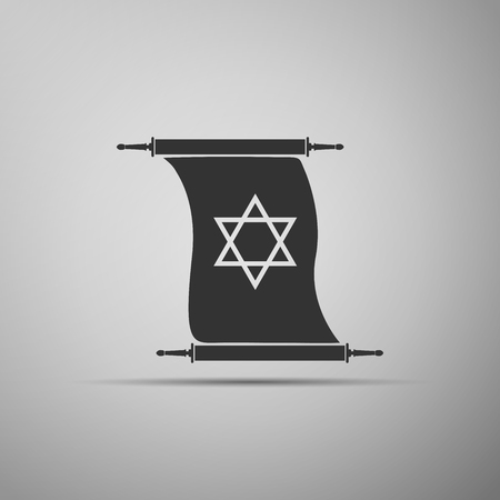 Star of David on scroll icon on grey background. Adobe illustratorのイラスト素材