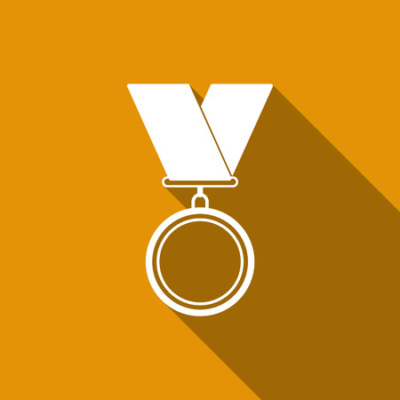 Medal flat icon with long shadow. Vector Illustrationのイラスト素材