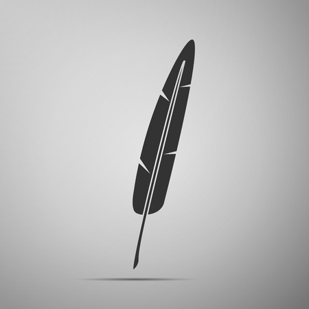 Feather pen flat icon on grey background. Adobe illustratorのイラスト素材