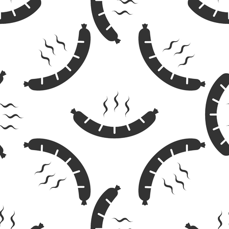Sausage icon seamless pattern on white background. Vector Illustrationのイラスト素材