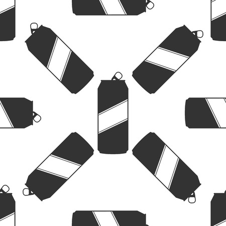 Aluminum can icon seamless pattern on white background. Vector Illustrationのイラスト素材