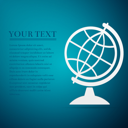 Geography earth globe flat icon on blue background. Vector Illustrationのイラスト素材