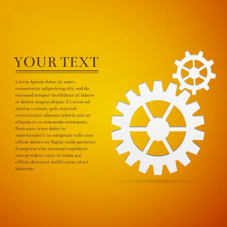Gear flat icon on yellow background.のイラスト素材