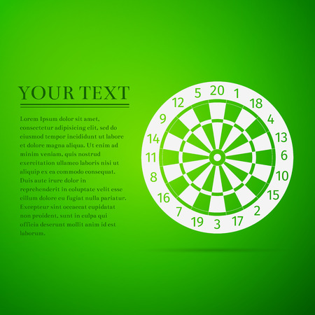 Classic Darts Board with Twenty Black and White Sectors flat icon on green background. Vector Illustrationのイラスト素材