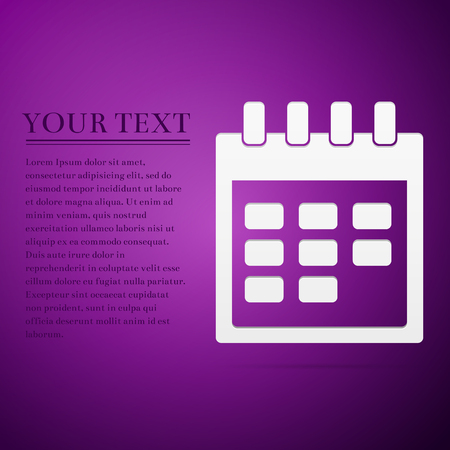 Calendar flat icon on purple background.のイラスト素材