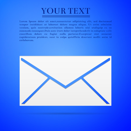 Envelope flat icon on blue background.のイラスト素材