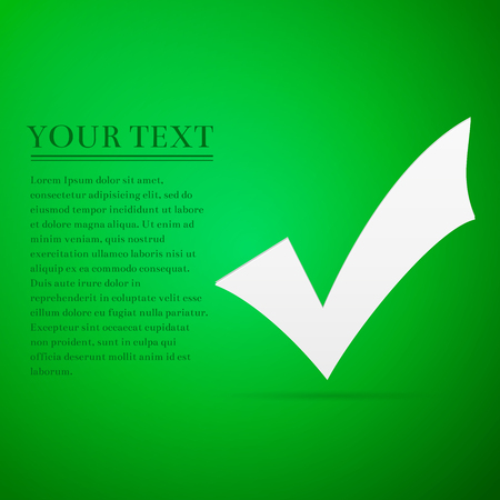 Check mark flat icon on green background.のイラスト素材