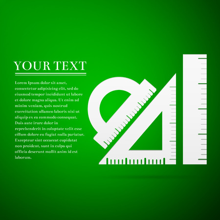 Straightedge flat icon on green background. Vector Illustrationのイラスト素材