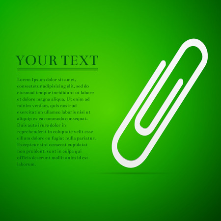 Paper Clip flat icon on green background.のイラスト素材