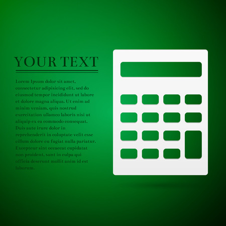 Calculator flat icon on green background.のイラスト素材