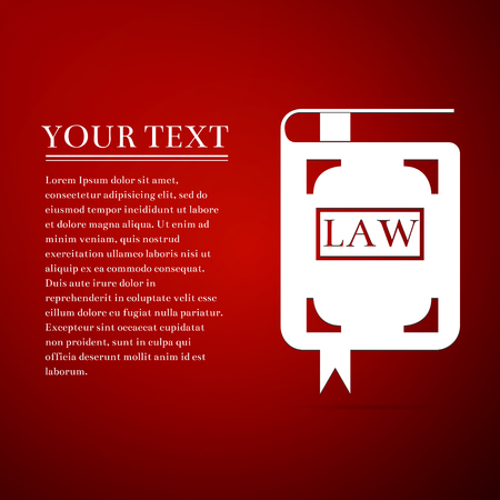Law book flat icon on red background. Vector Illustrationのイラスト素材