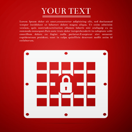 Prison window flat icon on red background. Vector Illustrationのイラスト素材