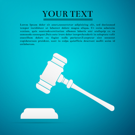 Hammer of judge or auctioneer flat icon on blue background. Vector Illustrationのイラスト素材