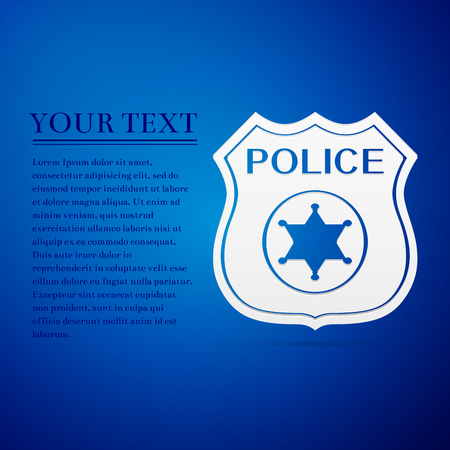 Police badges flat icon on blue background. Vector Illustrationのイラスト素材
