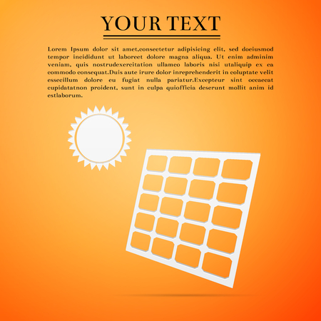 Solar energy panel flat icon on yellow background. Vector Illustrationのイラスト素材