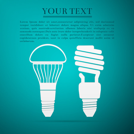 CFL Fluorescent and LED Light Bulbflat icon on blue background. Vector Illustrationのイラスト素材