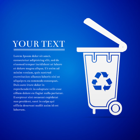 Recycling bins flat icon on blue background. Vector Illustrationのイラスト素材