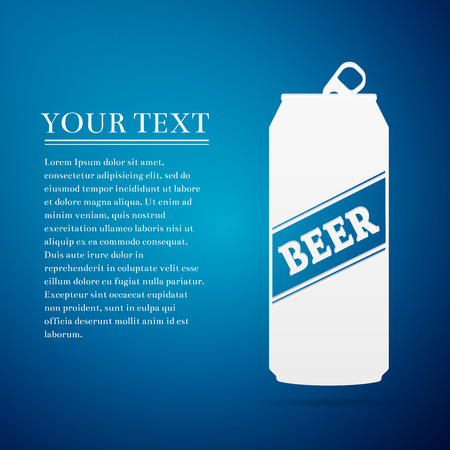 Beer Can flat icon on blue background. Vector Illustrationのイラスト素材