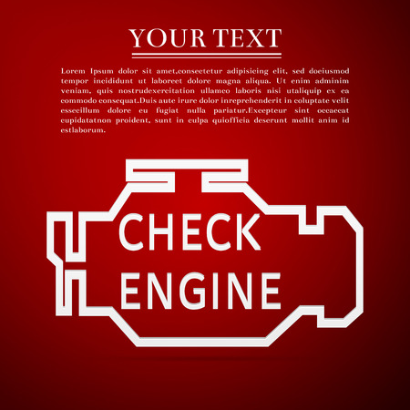 Check engine flat icon on red background. Vector Illustrationのイラスト素材