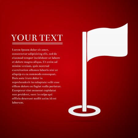 Golf flag flat icon on red background. Vector Illustrationのイラスト素材