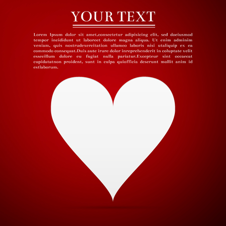 Heart flat icon on red background. Vector Illustrationのイラスト素材