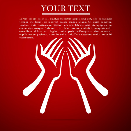Two hands flat icon on red background. Vector Illustrationのイラスト素材