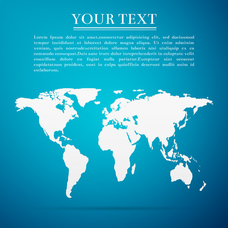 World map flat icon on blue background. Vector Illustrationのイラスト素材